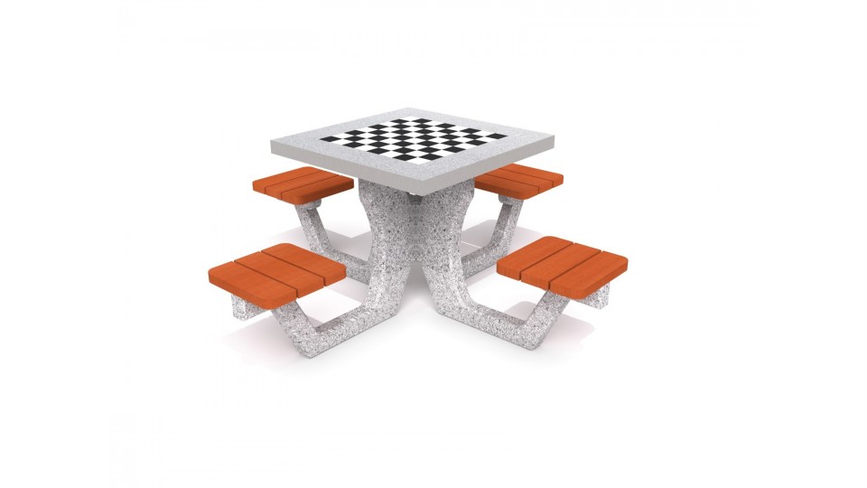 Betonowy stół do gry w szachy / warcaby 01